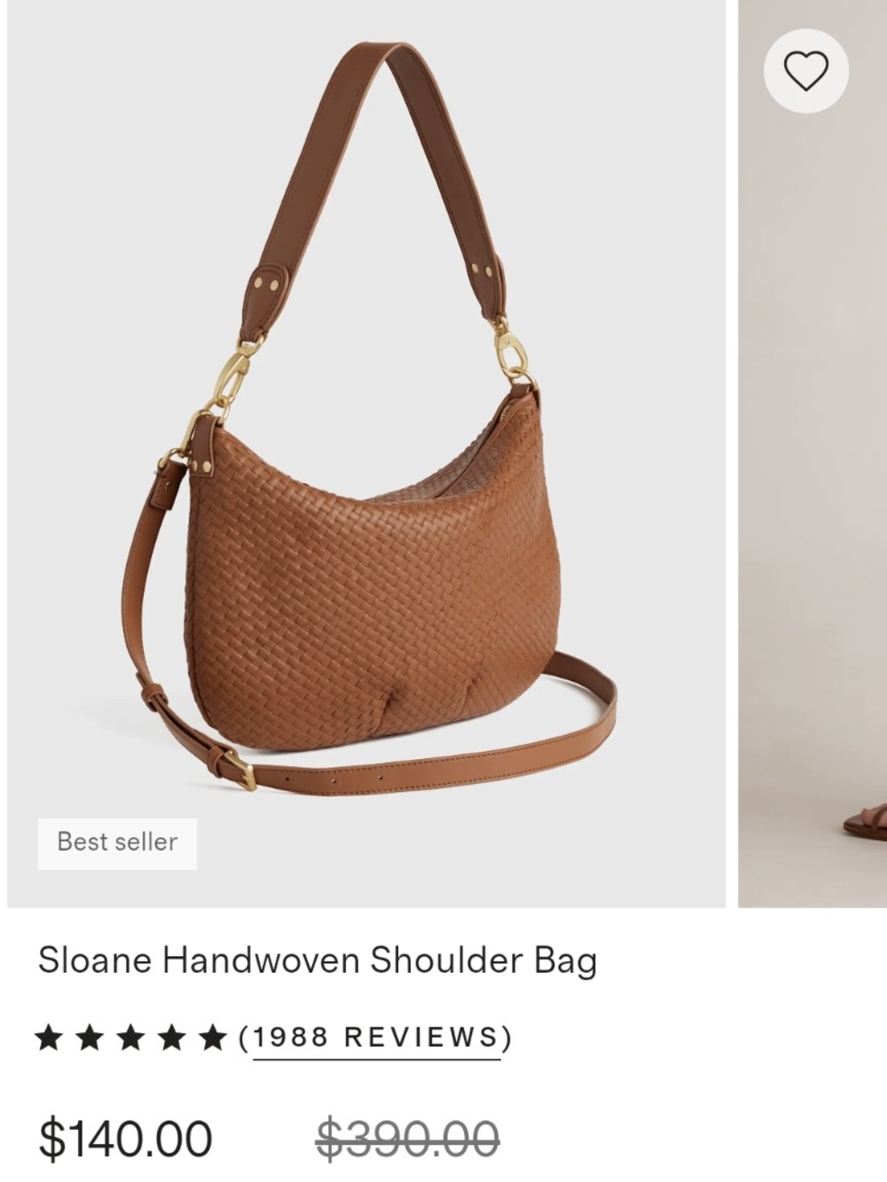 Quince Slone Handwoven Shoulder Bag in Cognac Brown
